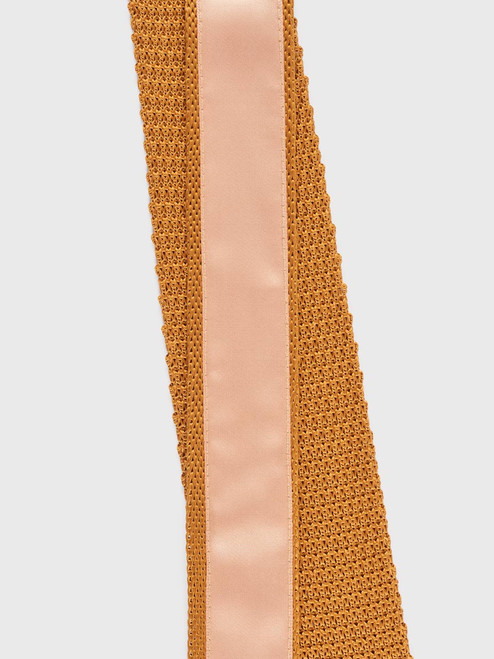 Knitted silk tie ochre back