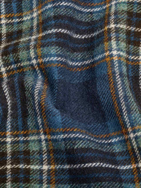 Blue Lambswool Checked Scarf Close