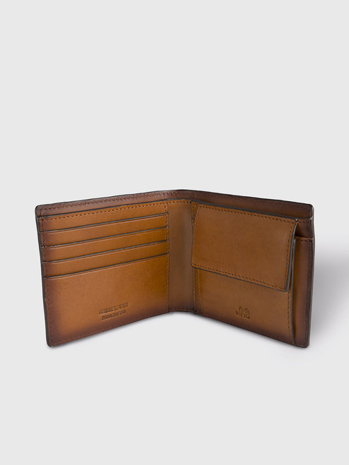 Tan brown Loake Leather Barclay Wallet Open