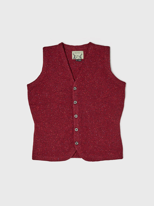 Men's Wine Red Burgundy Donegal Knitted Waistcoat