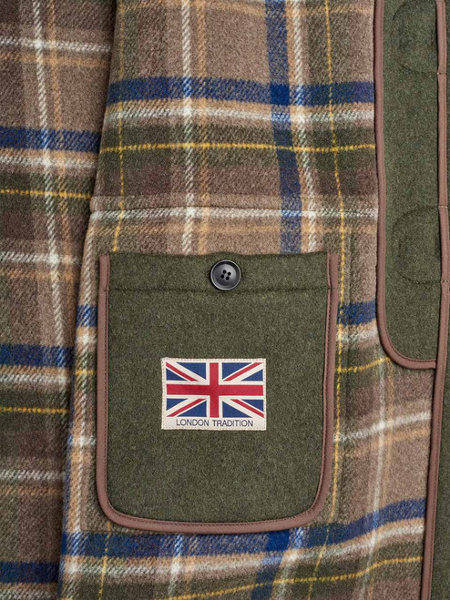 Men's Green Wool Duffle Coat Pocket Made In England