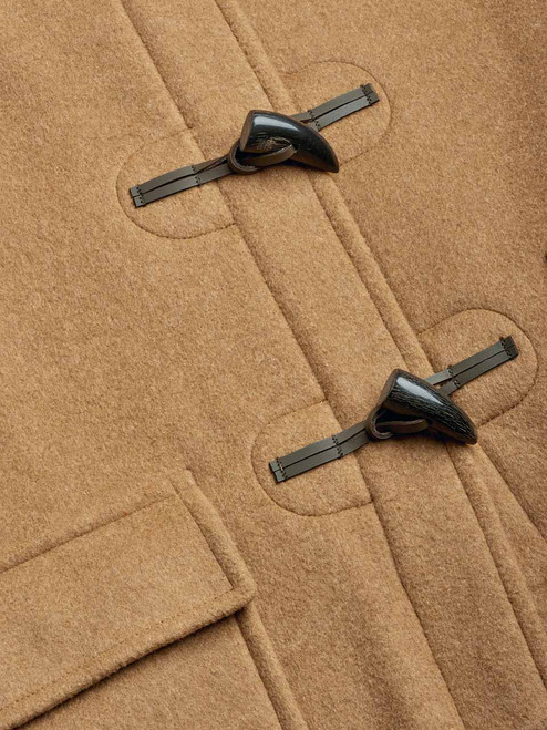 Camel Duffle Coat  Close Up