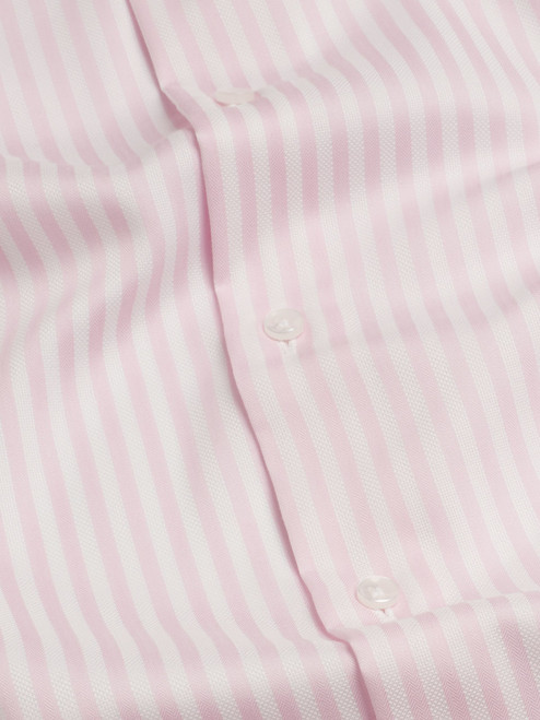 Men's Pink and White Stripe Seidensticker Long Sleeve Cotton Shirt Fabric