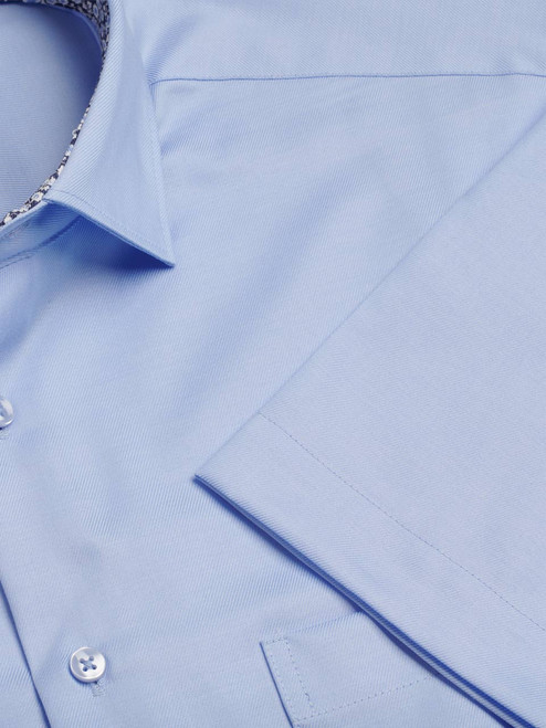 Men's Pale Blue Seidensticker Short Sleeve Shirt Cuff