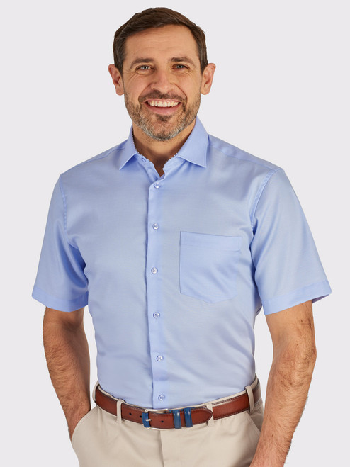 Men's Pale Blue Seidensticker Short Sleeve Shirt