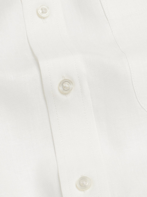 Men's White 100% Linen Long Sleeve Shirt Fabric