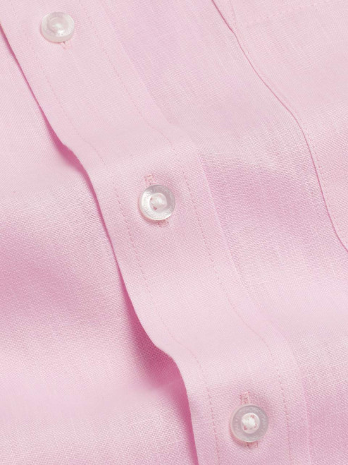 Men's Pink 100% Linen Long Sleeve Shirt Fabric