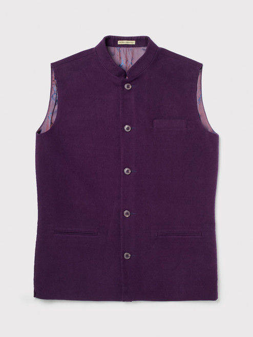 Moleskin Gilet Purple Front