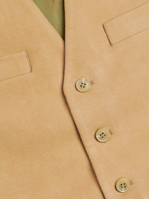 Beige Moleskin Waistcoat Close Up