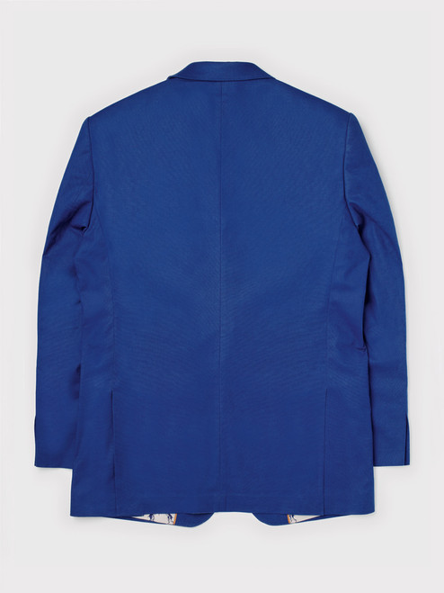 Blue Linen and Cotton Suit Jacket Back