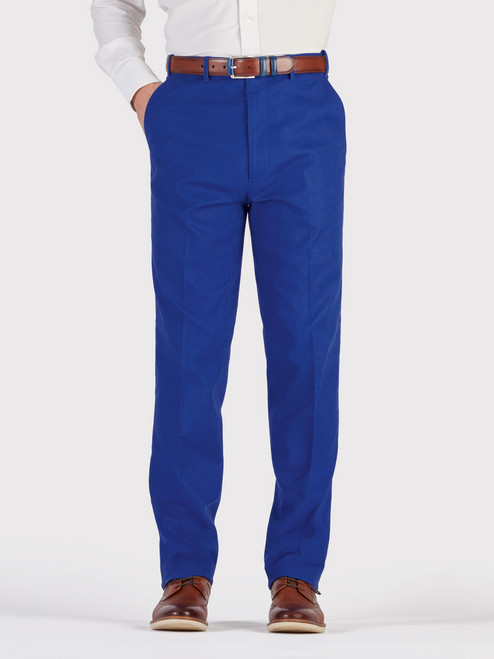 Men's Blue Cotton & Linen Suit Trousers