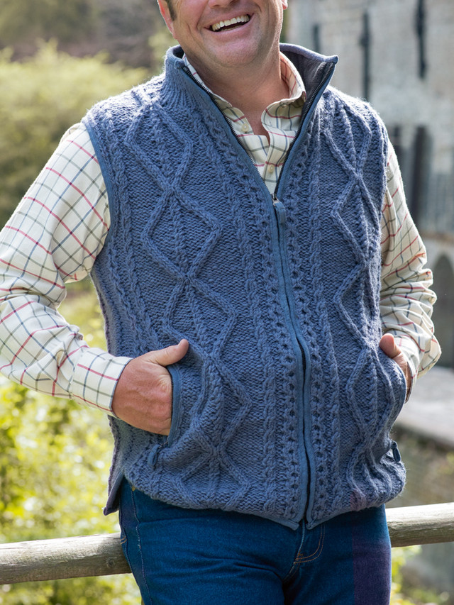 Hand Knitted Pure Wool Gilet | Peter Christian