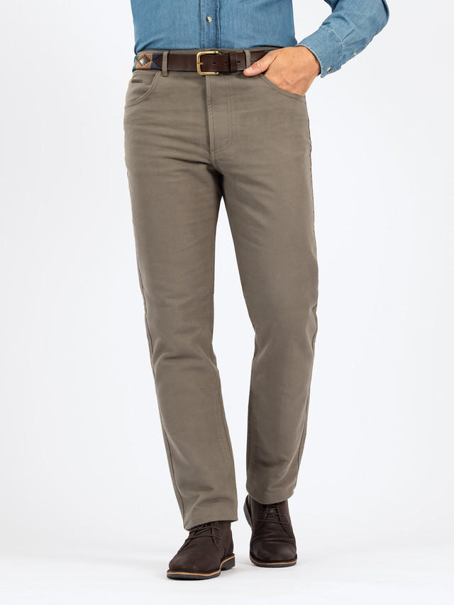 Reiss Spark Slim Fit Moleskin Trousers Stone 28R