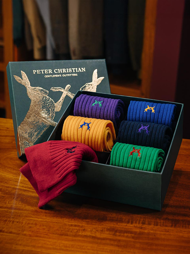 Colourful 6 Pair Sock Box