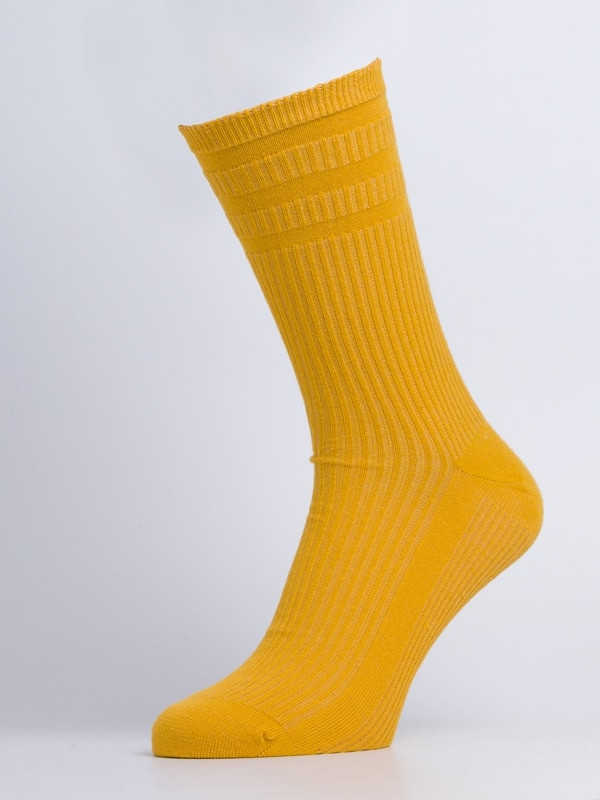 Mens Mustard HJ Soft Top Cotton Socks on Foot