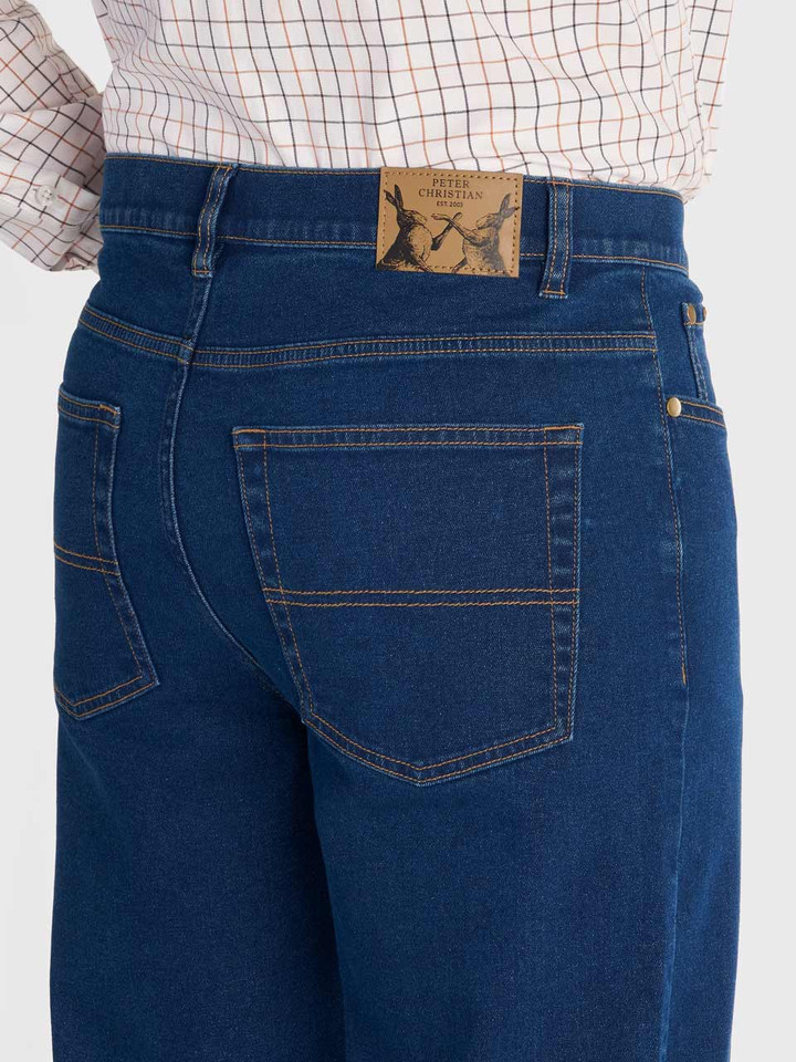 Navy Blue Lightweight Flex Denim Jeans Back Label