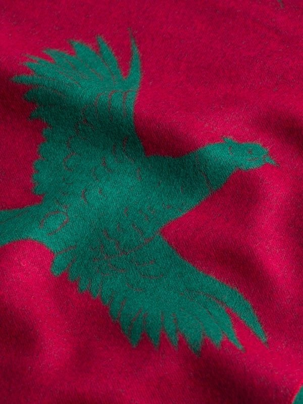 Red and Green Pheasant Print Scarf