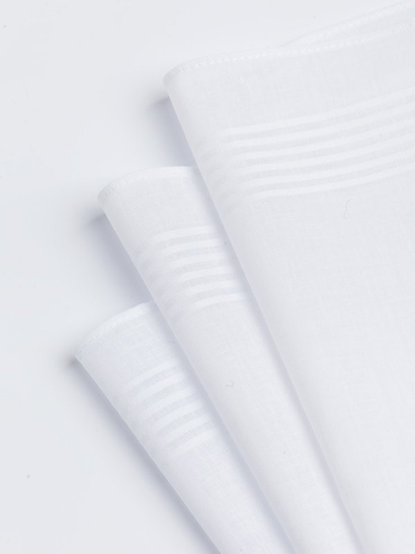 6 Pack White 100% Cotton Handkerchiefs