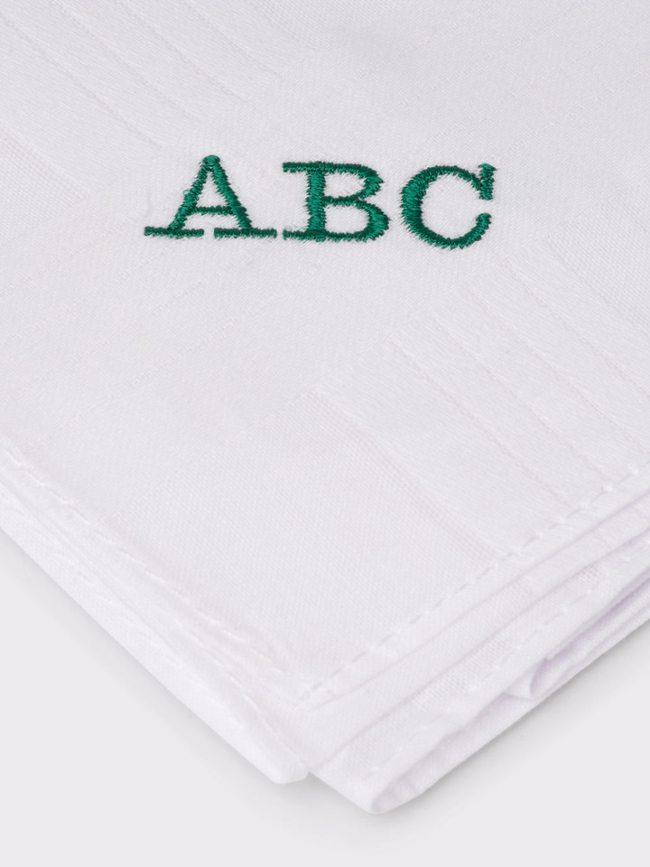 White Handkerchief Monogrammed Close up