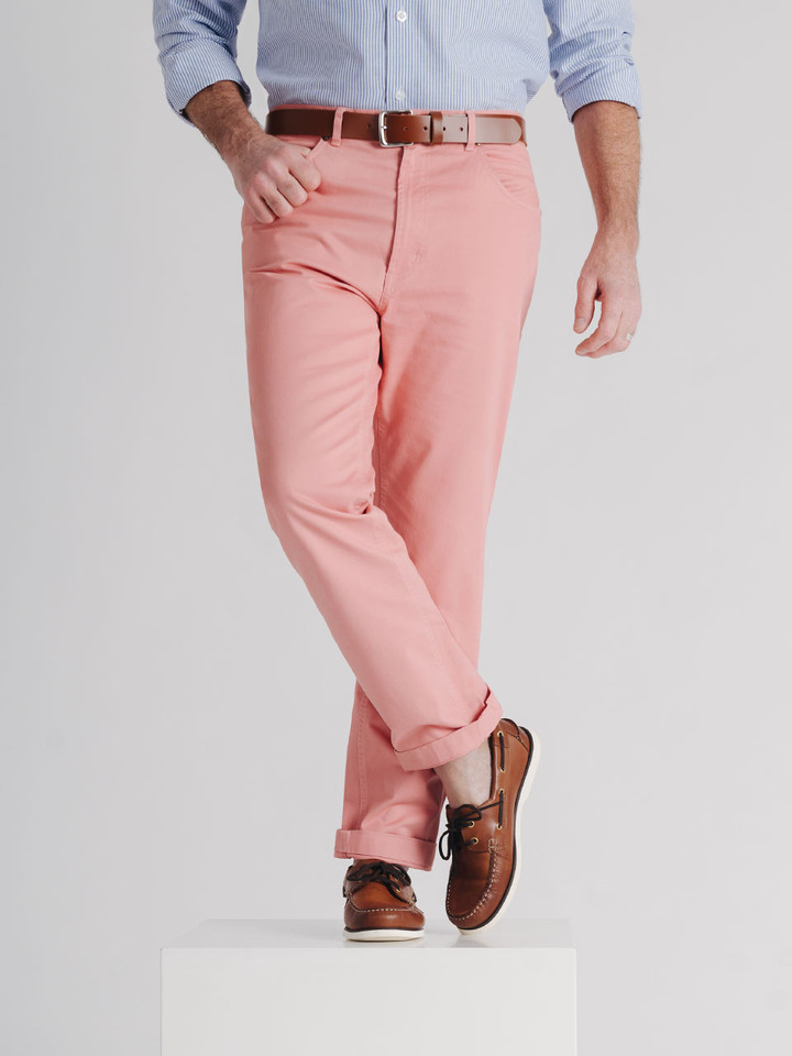 Men's Nantucket Pink Jeanos Chino Jeans on Model