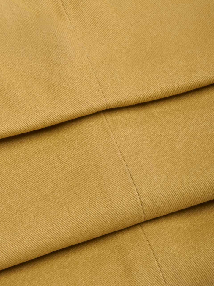 Mens Mustard Flat Front Chinos Fabric Closeup