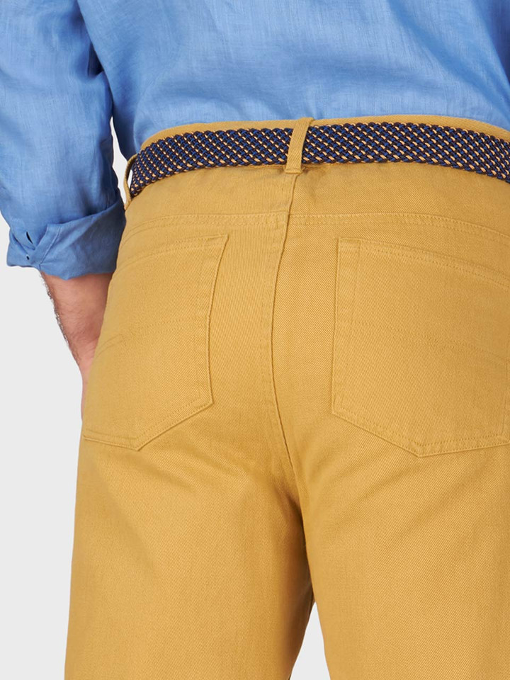 Men's Mustard Yellow Drill Jeans Back