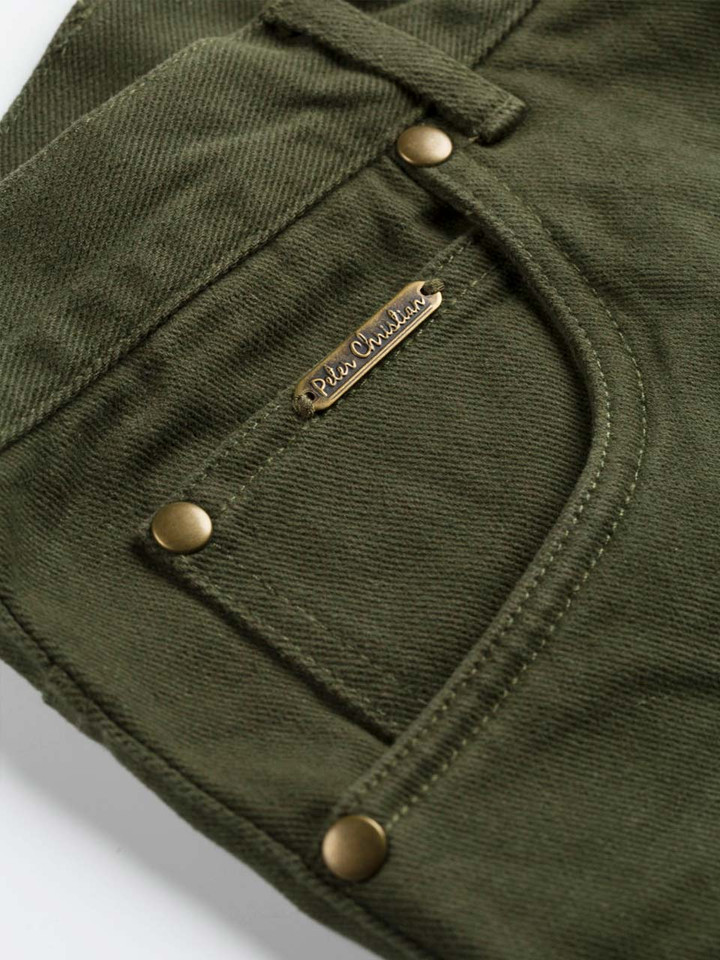 Men's Pine Green Drill Jeans pocket