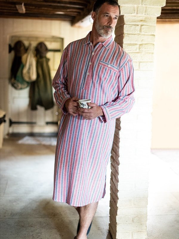 Men's Red Cotton Traditional Nightshirt