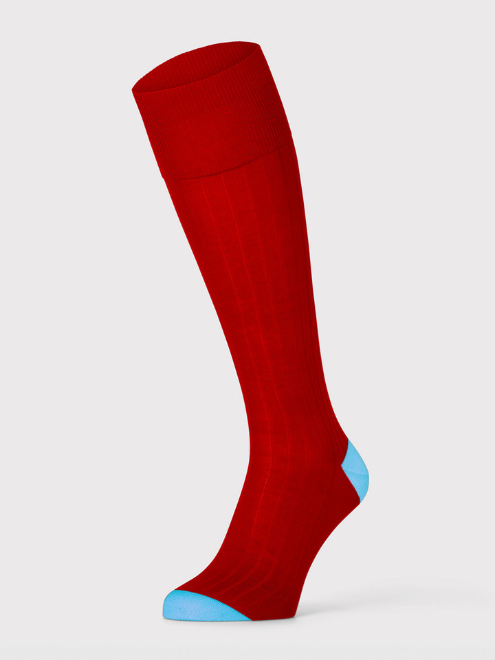 Mens Red Mercerised Cotton ME89 Single Sock