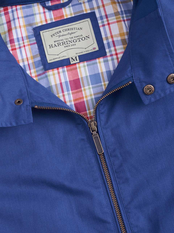 Men's Navy Blue Harrington Jacket Open Collar