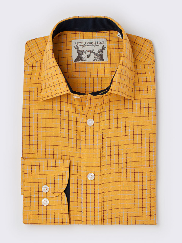 Men's Yellow Colourful Tattersall Check Cotton Shirt