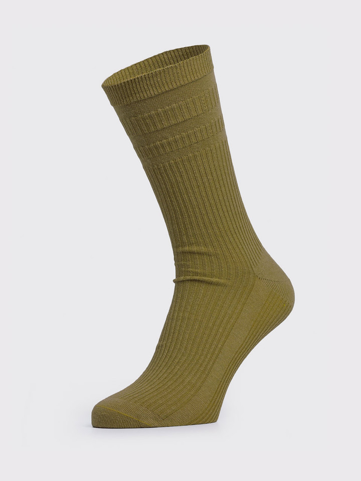 Mens Green HJ Softop Cotton Socks on Foot
