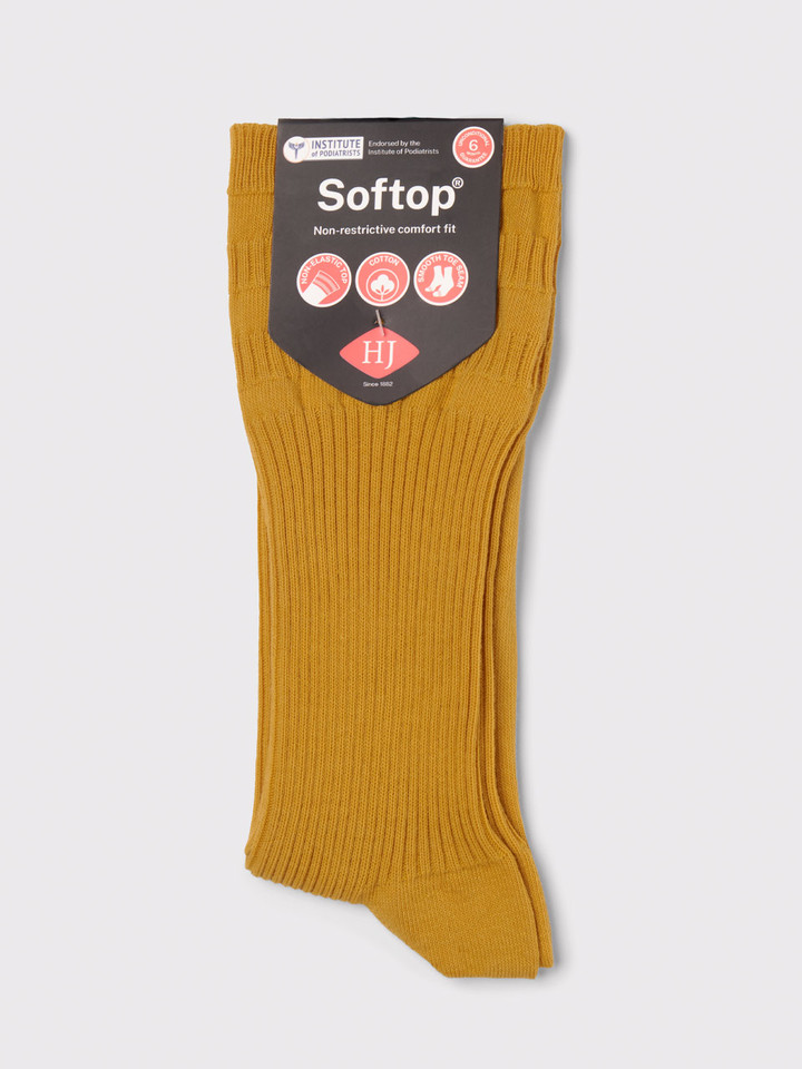 Mens Mustard HJ Soft Top Cotton Socks Packaging