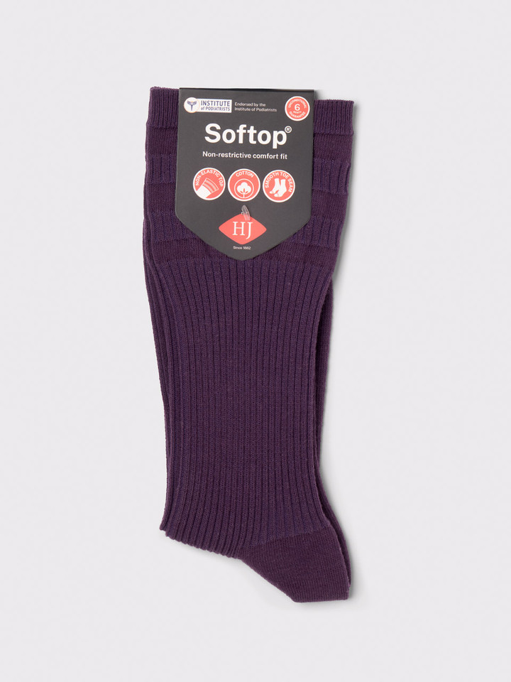 Mens Purple HJ Soft Top Cotton Socks Packaging