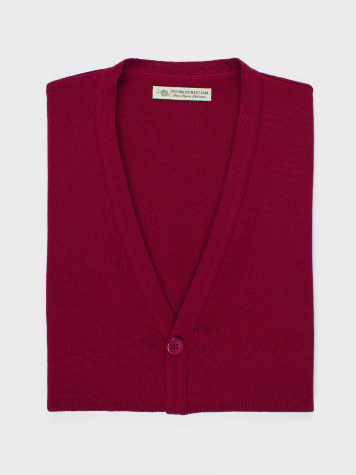 Men's Wine Merino Wool Waistcoat Folded