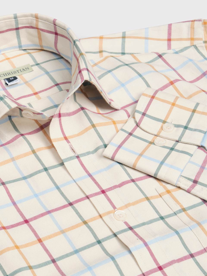Burgundy Big Check Tattersall Shirt Close Up