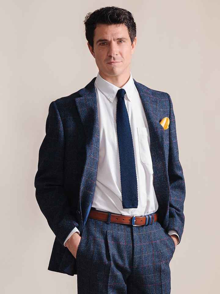 Image of Slate Blue Harris Tweed® Jacket On Model