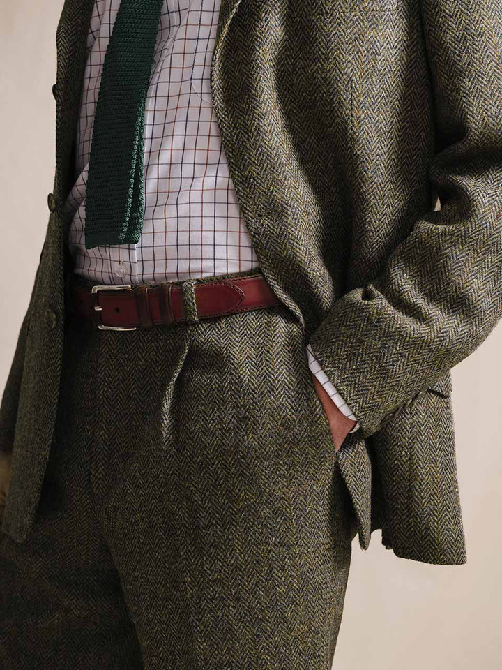Men's Bracken Brown Harris Tweed® Trousers On Model
