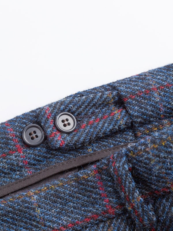 Close Up of Slate Blue Harris Tweed® Trousers Adjustable Waistband
