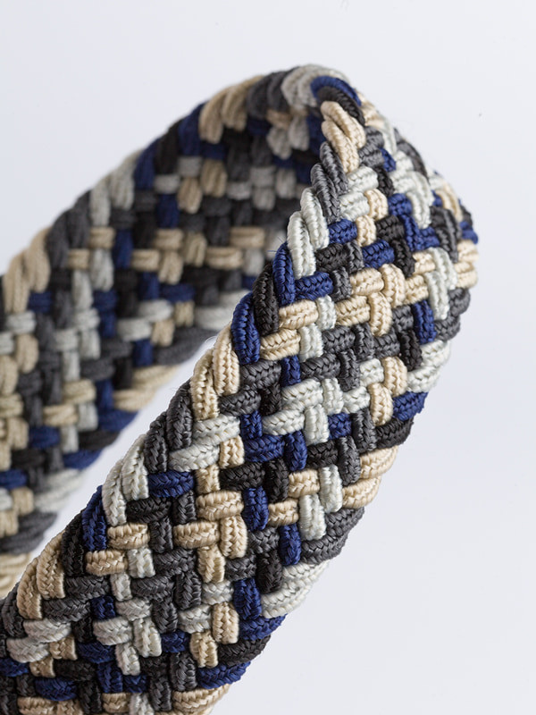 Men's Grey Woven Elastic Belt  Close Up