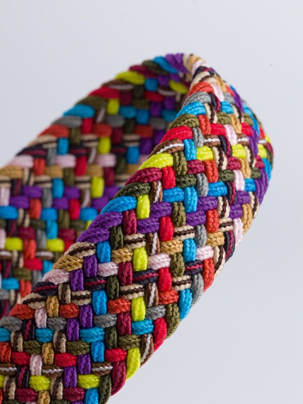 Men's Multi Coloured Woven Elastic Belt Close Up