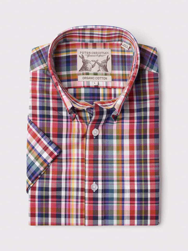 Men's Red Cotton  Check Shirt