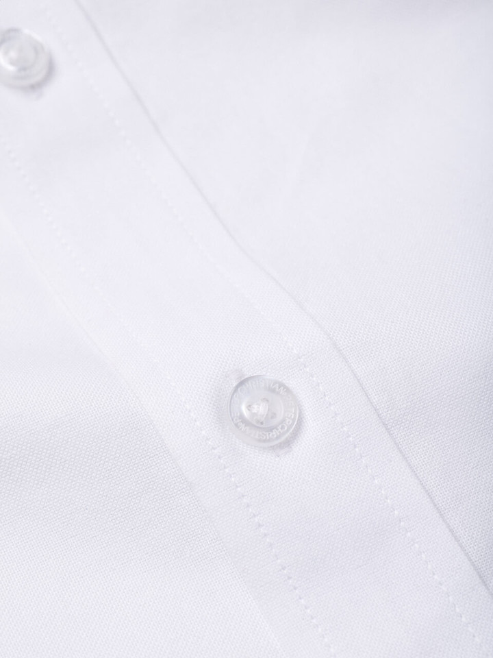 Men's White Cotton Oxford Shirt Fabric Close Up