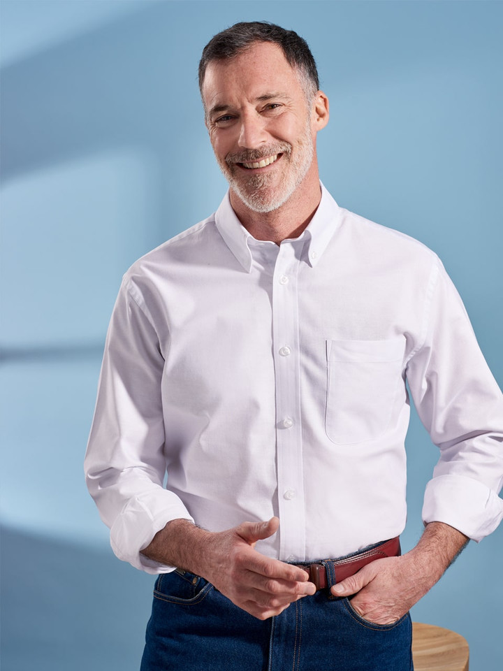 Men's White Cotton Oxford Shirt