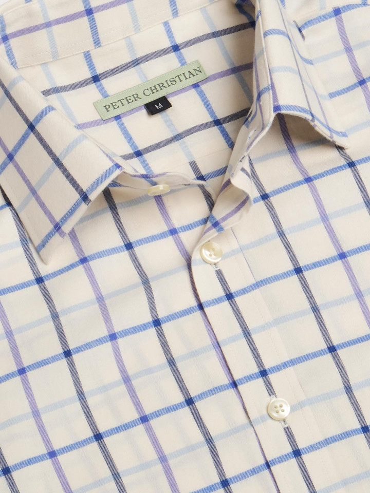 Men's Purple Big Check Tattersall Shirt Collar