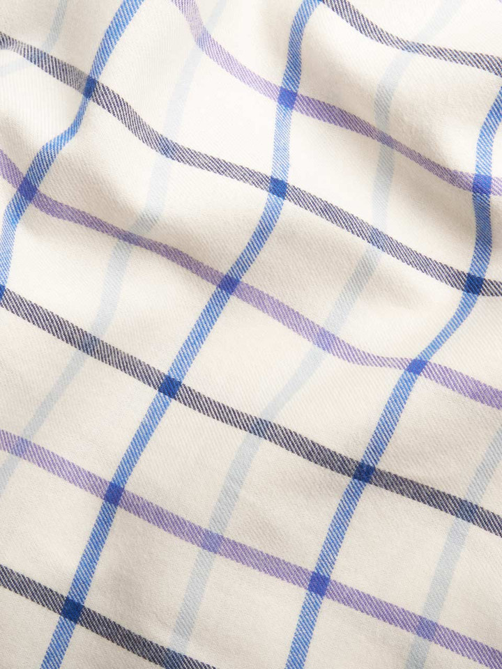 Men's Purple Big Check Tattersall Shirt Fabric Closeup