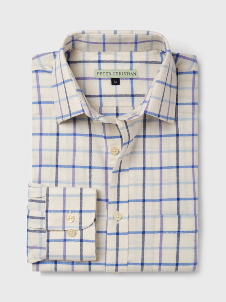 Men's Purple Big Check Tattersall Shirt Folded