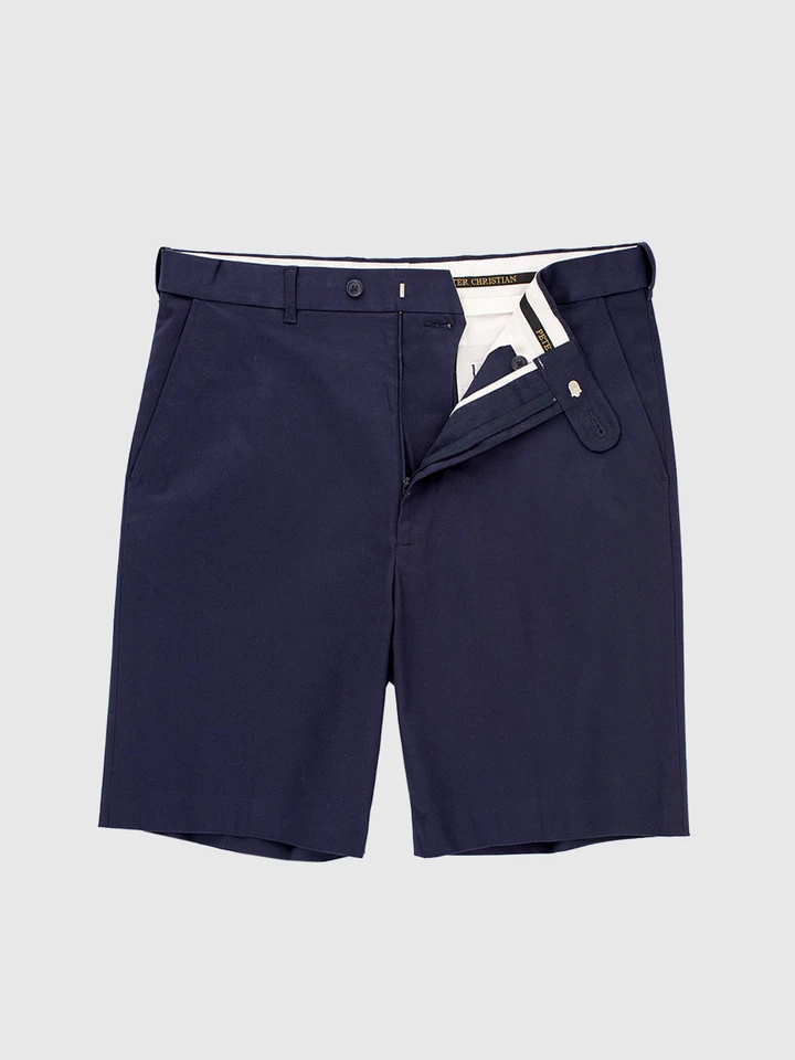Men's Navy Cotton Stretch Flat Front Shorts Flat