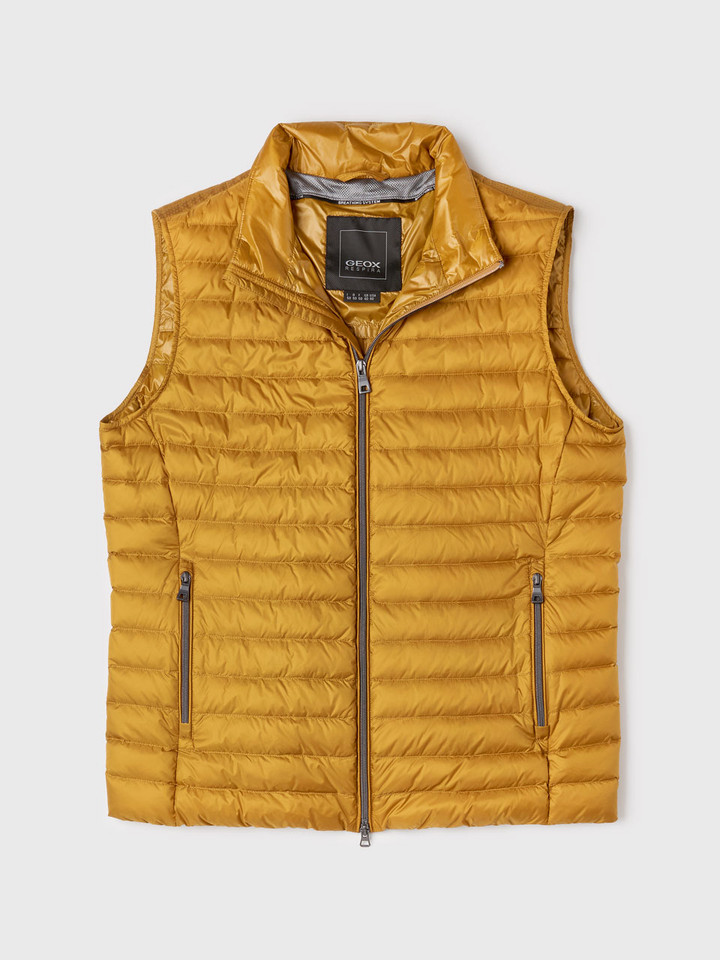 Mustard Geox Respira Lightweight Down Gilet