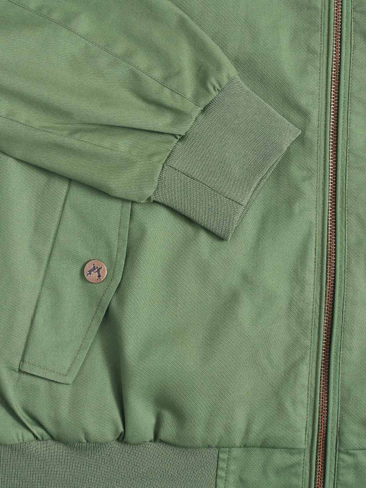 Men's Green Harrington Jacket Sleeve Detail